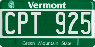 VT license plate CPT925