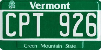 VT license plate CPT926