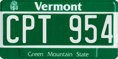VT license plate CPT954