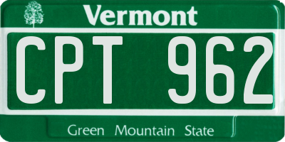 VT license plate CPT962