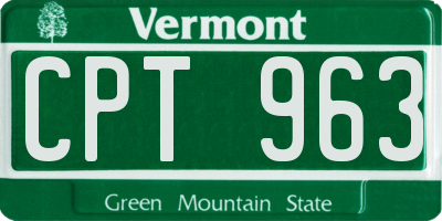 VT license plate CPT963