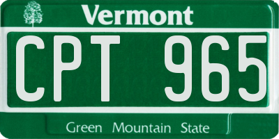 VT license plate CPT965