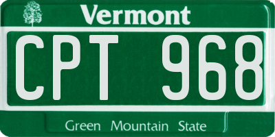 VT license plate CPT968