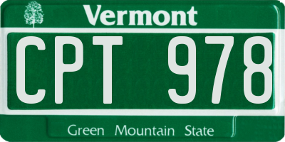 VT license plate CPT978