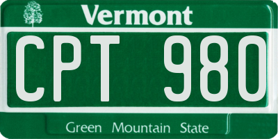 VT license plate CPT980
