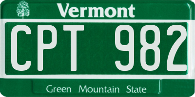 VT license plate CPT982