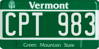 VT license plate CPT983