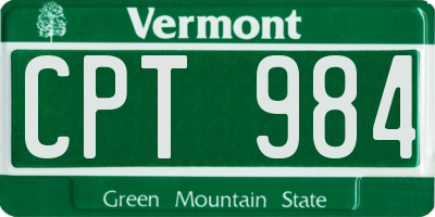 VT license plate CPT984