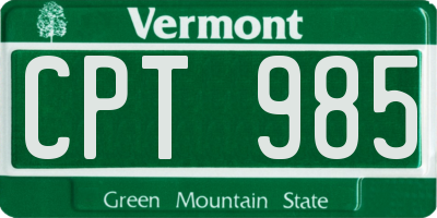 VT license plate CPT985