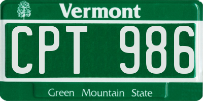 VT license plate CPT986