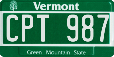 VT license plate CPT987