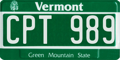 VT license plate CPT989