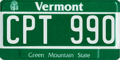 VT license plate CPT990