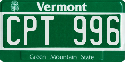 VT license plate CPT996