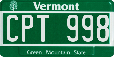 VT license plate CPT998