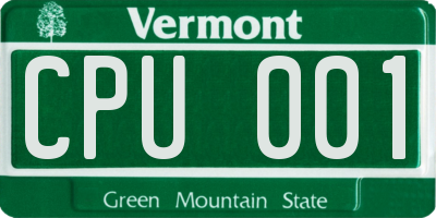 VT license plate CPU001