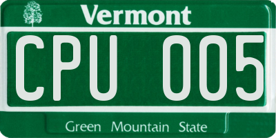VT license plate CPU005