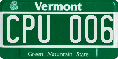 VT license plate CPU006