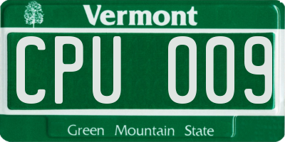 VT license plate CPU009