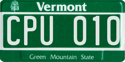 VT license plate CPU010