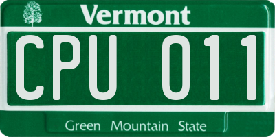 VT license plate CPU011
