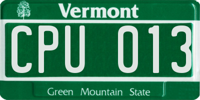 VT license plate CPU013