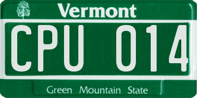 VT license plate CPU014