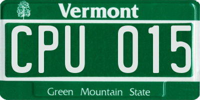 VT license plate CPU015