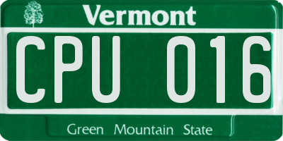 VT license plate CPU016