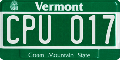 VT license plate CPU017