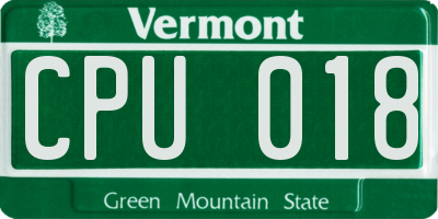 VT license plate CPU018
