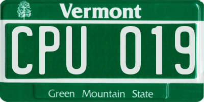 VT license plate CPU019
