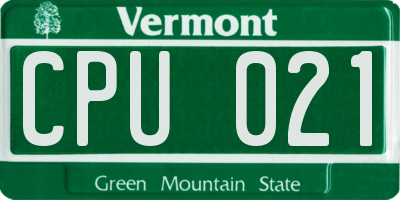 VT license plate CPU021