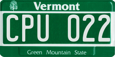 VT license plate CPU022