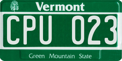 VT license plate CPU023