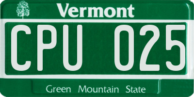 VT license plate CPU025