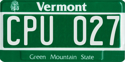 VT license plate CPU027