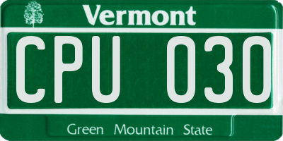 VT license plate CPU030