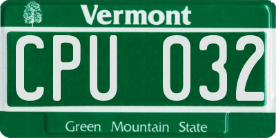 VT license plate CPU032