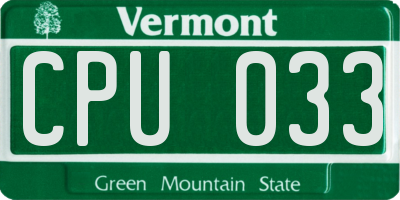 VT license plate CPU033