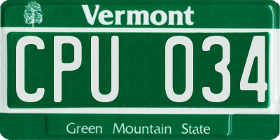 VT license plate CPU034