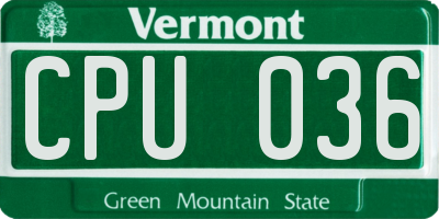 VT license plate CPU036