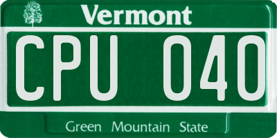 VT license plate CPU040
