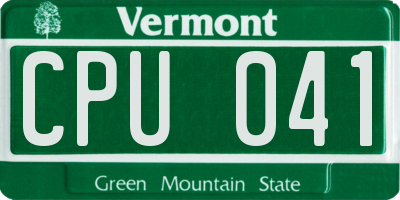 VT license plate CPU041