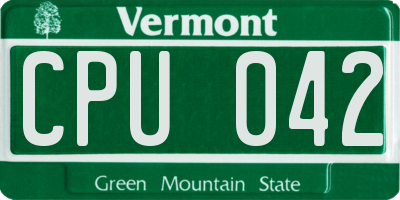 VT license plate CPU042