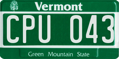 VT license plate CPU043