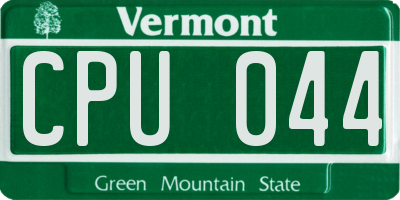 VT license plate CPU044