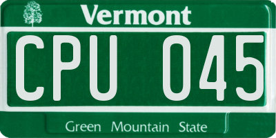VT license plate CPU045