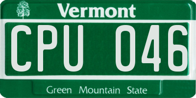 VT license plate CPU046