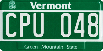 VT license plate CPU048